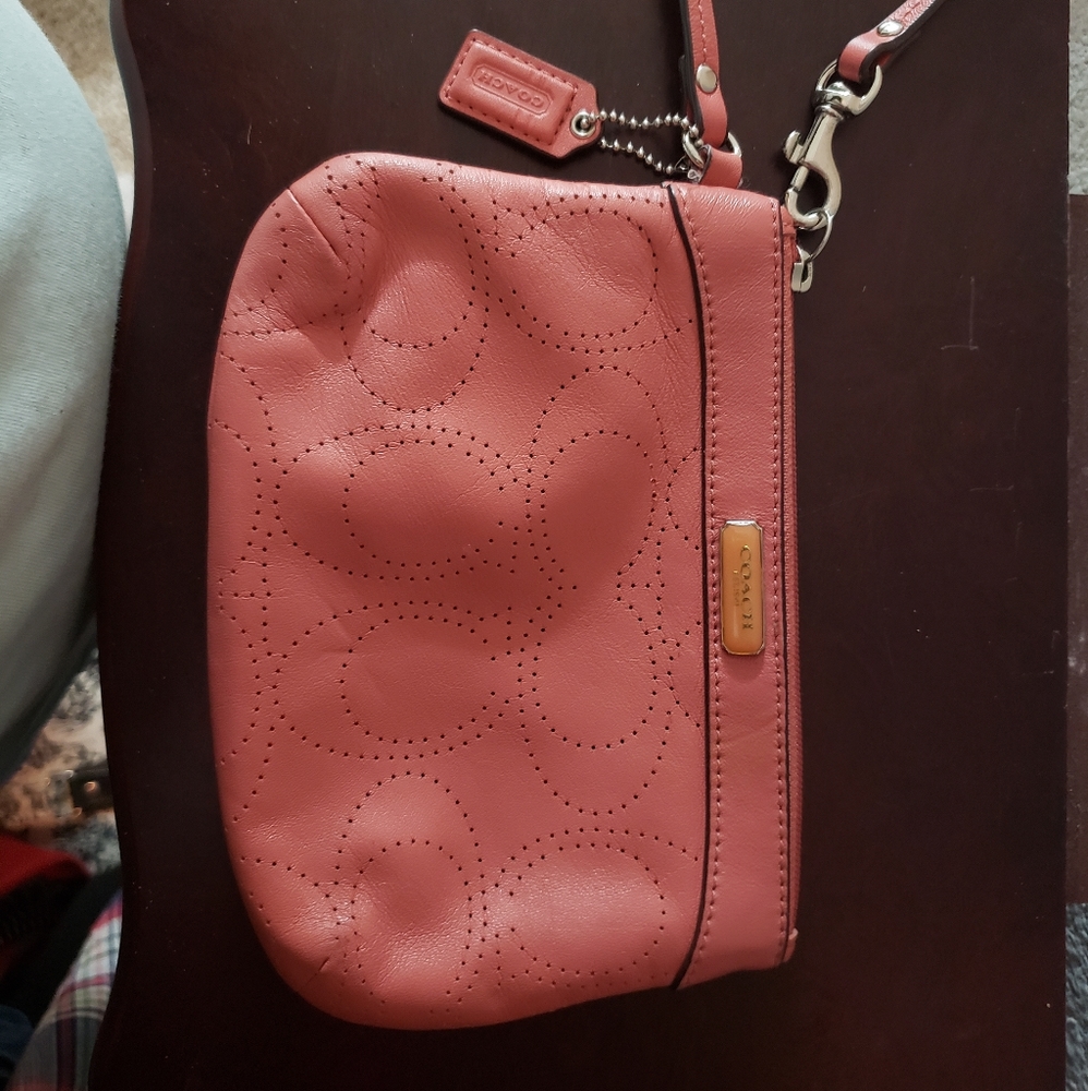 Coach pink wristlet purse